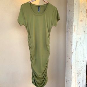 Bobi Los Angeles Safari Green Maxi Dress w/ Side Ruching.  Size M.
